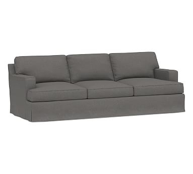 Townsend Square Arm Slipcovered Grand Sofa 100.5", Polyester Wrapped Cushions, Performance Brushed Basketweave Slate - Image 0