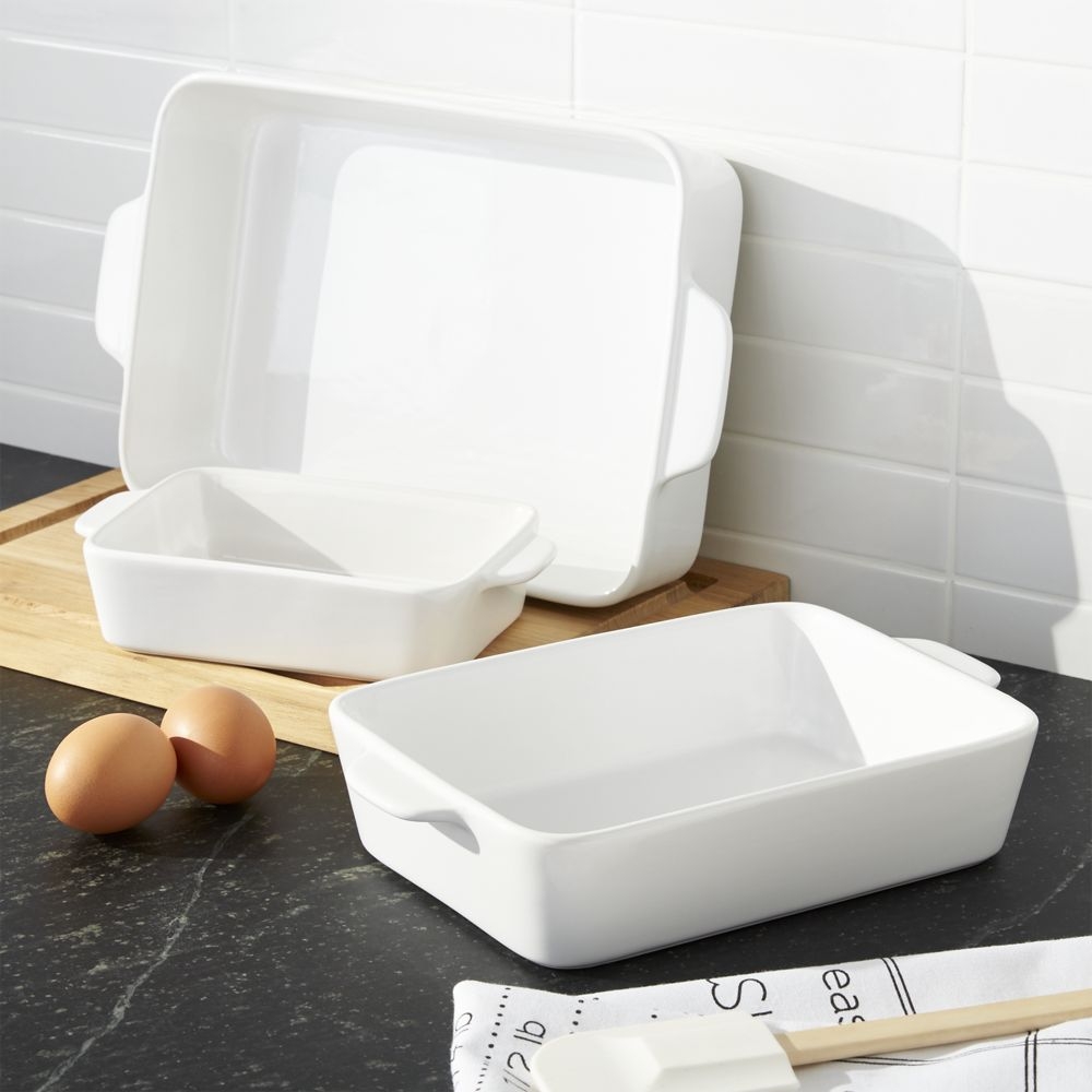 White Potluck Baking Dishes Set of Three - Image 0
