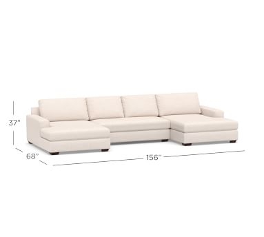 Big Sur Square Arm Upholstered U-Chaise Loveseat Sectional, Down Blend Wrapped Cushions, Performance Heathered Tweed Desert - Image 5