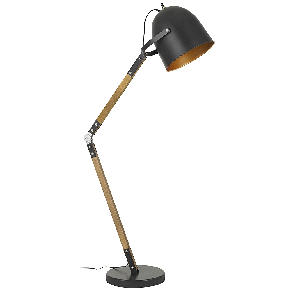 Binimi Matte Black and Wood Floor Lamp - Style # 40V06 - Image 0