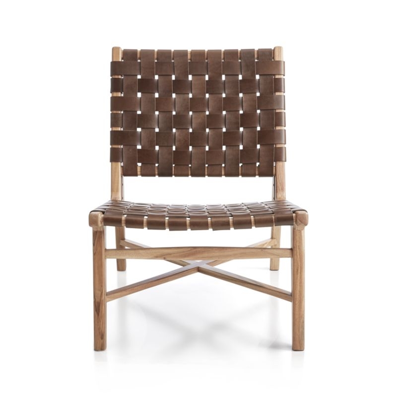Taj Brown Woven Leather Strap Accent Chair - Image 1