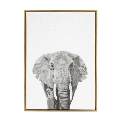 'Elephant Animal Print Black and White Portrait' Framed Photographic Print on Wrapped Canvas - Image 0