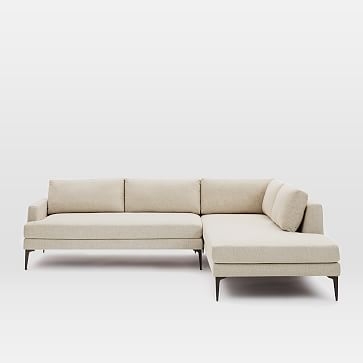 Andes Set 15 Right Arm 2.5 Seater Sofa, Left Arm Terminal, Worn Velvet, Metal - Image 2