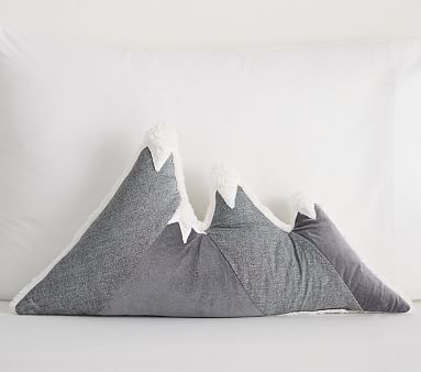 Mountains Pillow, 24x13 In, Grey - Image 0