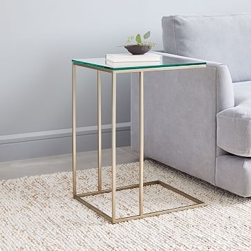 Streamline C-Side Table, Glass, Light Gold - Image 2