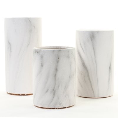 Kangley Marble Ceramic Cylinder Centerpiece 3 Piece Table Vase Set - Image 0