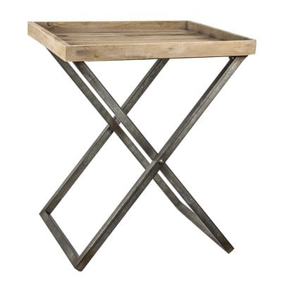 Delicia Decor Wood and Metal Folding Card Tray Table - Image 0