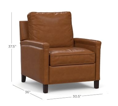 Tyler Square Arm Leather Power Recliner with Bronze Nailheads, Down Blend Wrapped Cushions, Statesville Toffee - Image 2