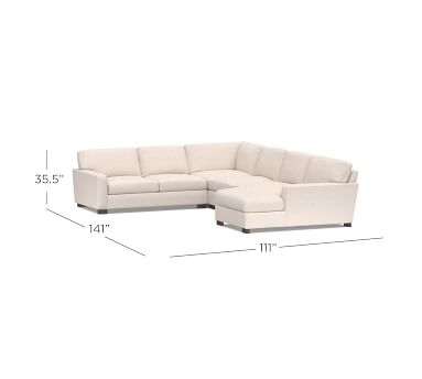 Turner Square Arm Upholstered Left Arm 4-Piece Chaise Sectional without Nailheads, Down Blend Wrapped Cushions, Performance Everydayvelvet(TM) Smoke - Image 1