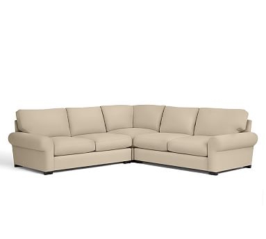 Turner Roll Arm Upholstered 3-Piece L-Shaped Corner Sectional, Down Blend Wrapped Cushions, Performance Everydayvelvet(TM) Buckwheat - Image 0