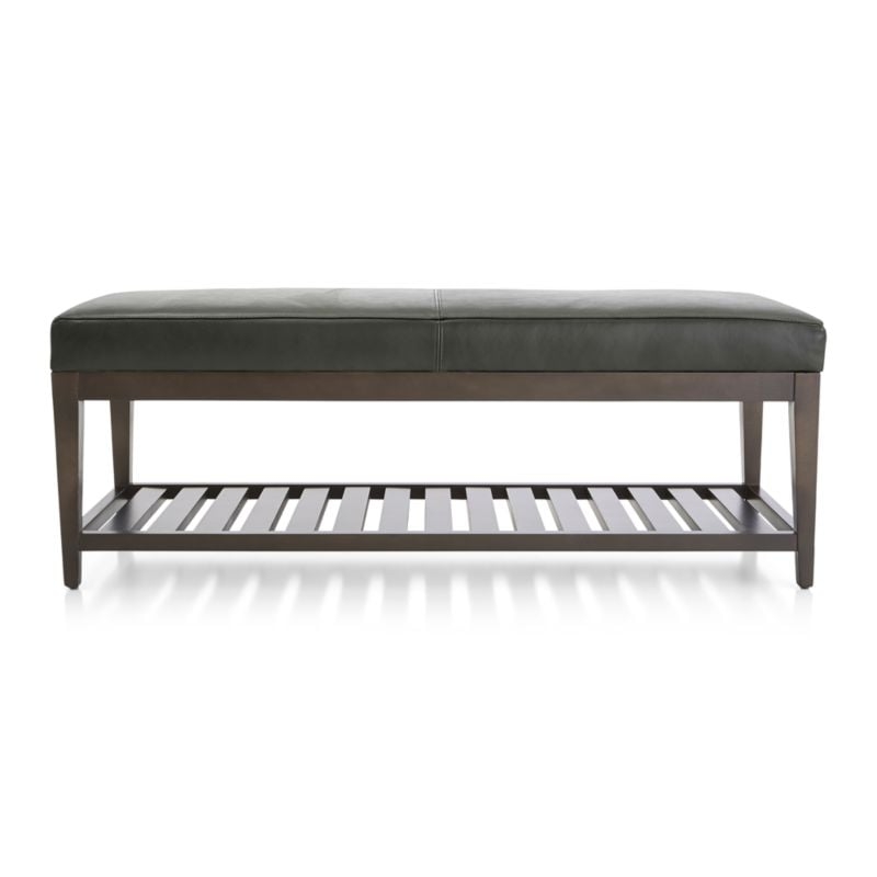 Nash Leather Small Bench with Slats - Image 1
