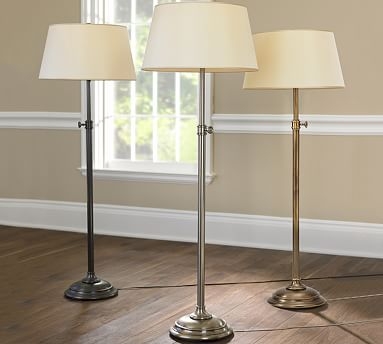 Chelsea Floor Lamp &amp; Tapered Drum Linen Shade, Antique Nickel/Ivory, Large - Image 0