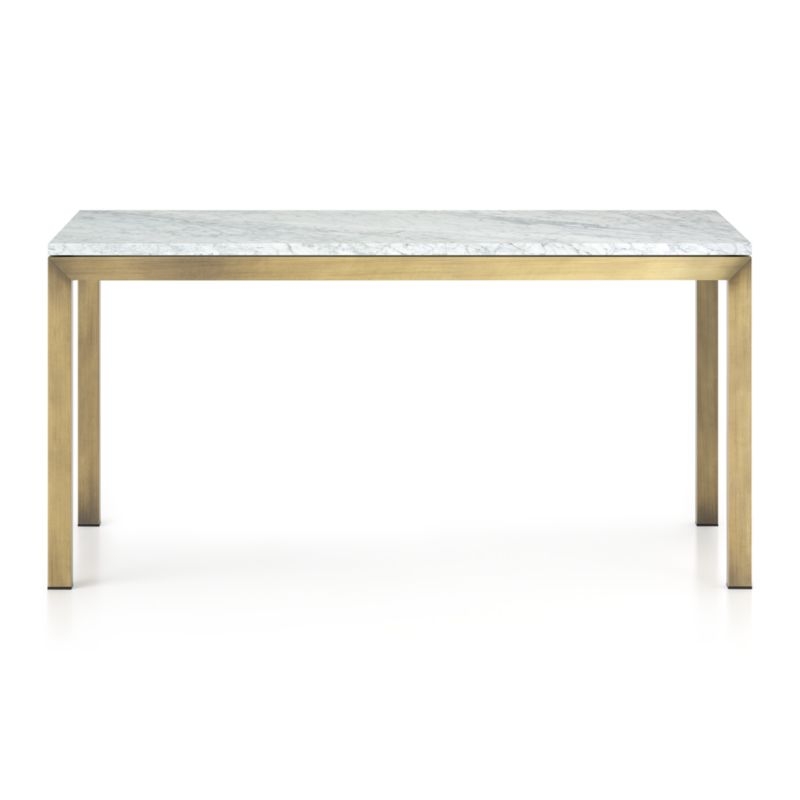Parsons White Marble Top/ Brass Base 48x28 Dining Table - Image 4