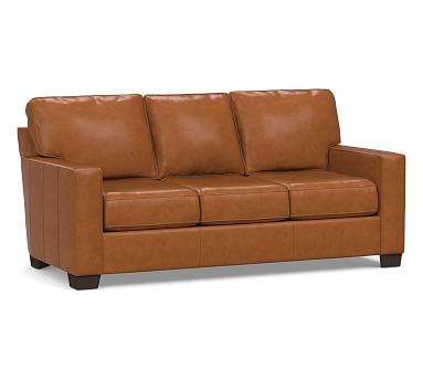 Buchanan Square Arm Leather Sleeper Sofa, Polyester Wrapped Cushions, Signature Maple - Image 2