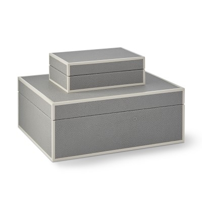 Faux Shagreen Box, Grey, Large - Image 1