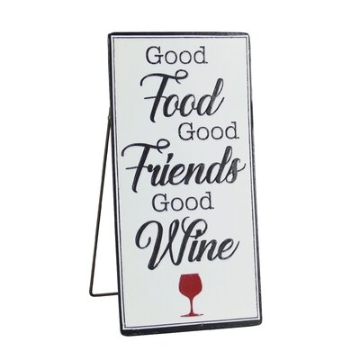 Damiáno Good Food Good Friends Good Wine Free Standing Metal Sign - Image 0