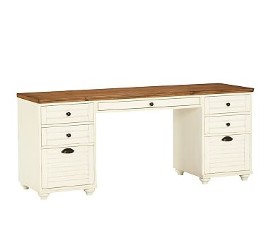 Whitney 7-Drawer Rectangular Desk, Almond White - Image 2