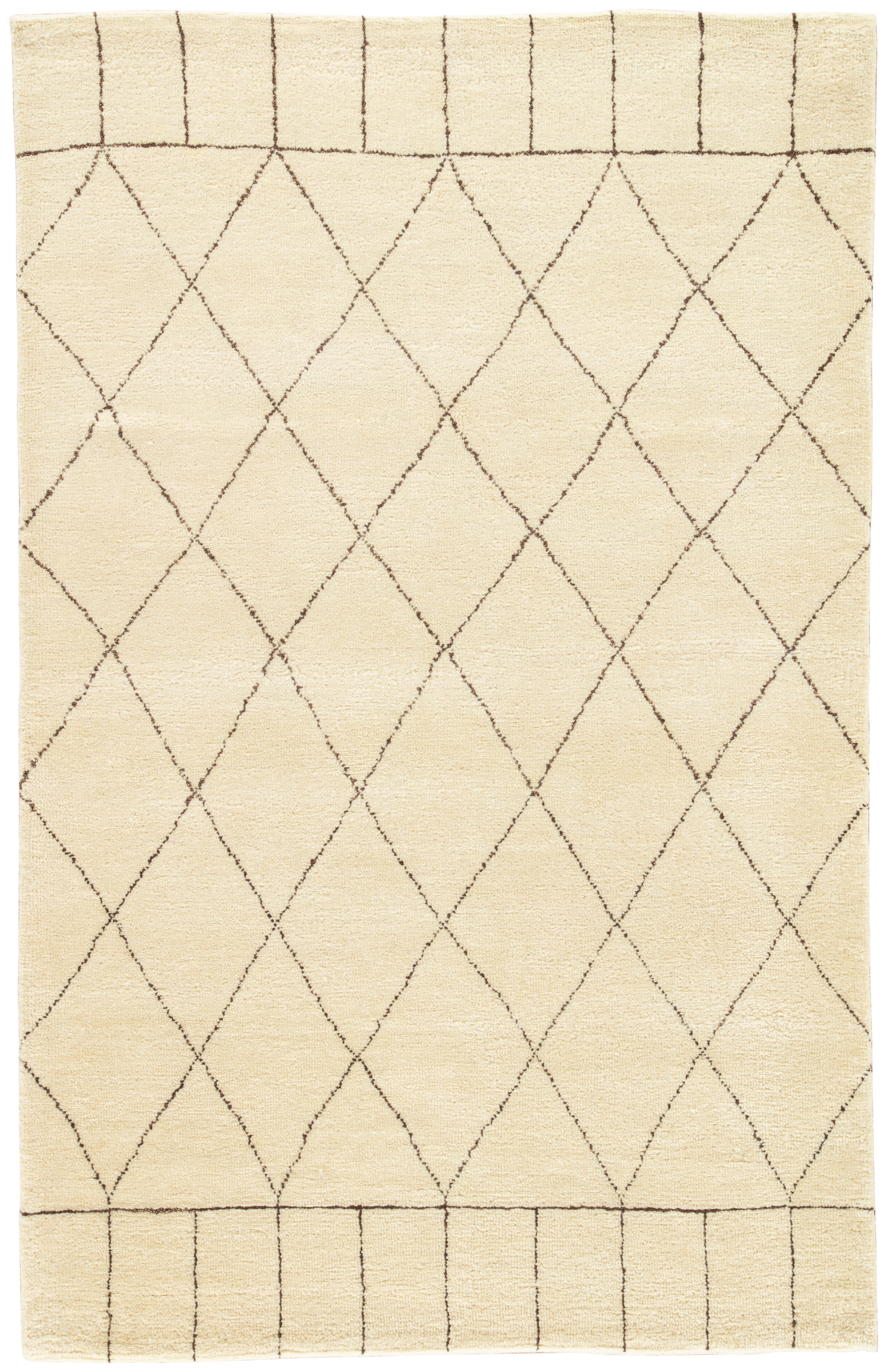Tangier Hand-Knotted Trellis Ivory/ Brown Area Rug (5' X 8') - Image 0