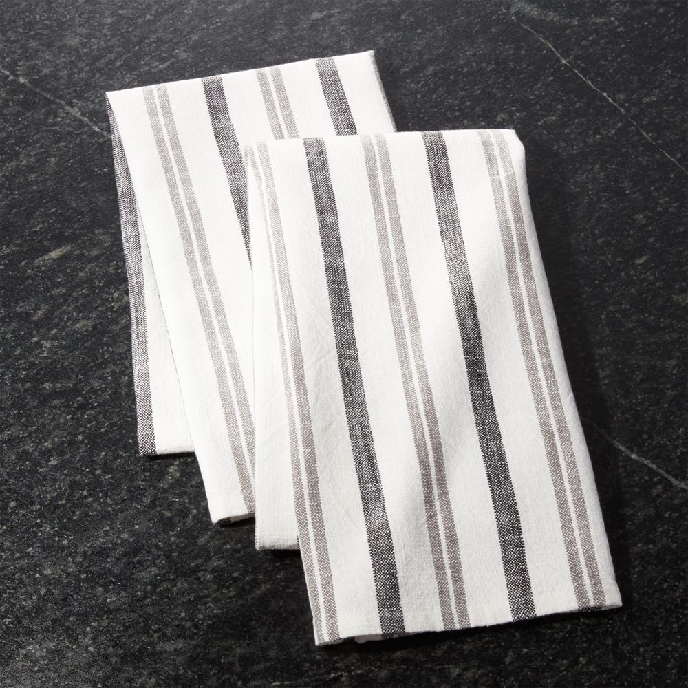 Farmhouse Grey Stripe Dish Towels, Set of 2 - Image 0