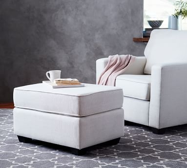 SoMa Fremont Roll Arm Upholstered Ottoman, Polyester Wrapped Cushions, Performance Twill Warm White - Image 1