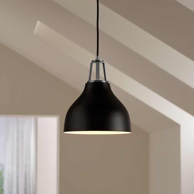 Maddox Black Bell Large Pendant Light with Nickel Socket - Image 5