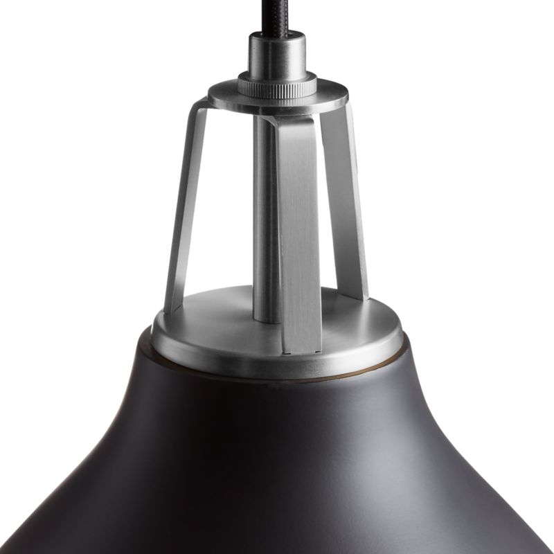 Maddox Black Bell Large Pendant Light with Nickel Socket - Image 1