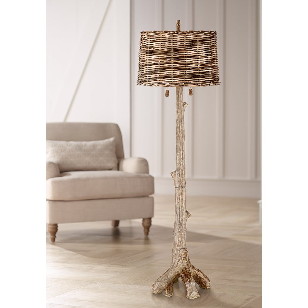 Barnes and Ivy Forrest Sequoia Tree 61" Wicker Shade Rustic Floor Lamp - Image 0