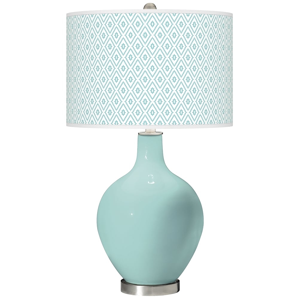 Color Plus Ovo 28 1/2" High Diamonds Shade Cay Blue Table Lamp - Image 0