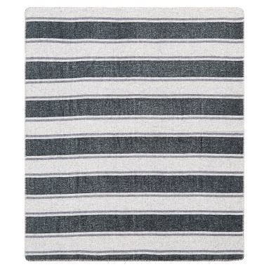 Striped Wool Blend Throw, 50x60, Charcoal Black Stripe - Image 1