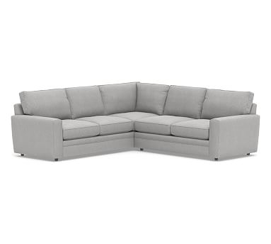 Pearce Square Arm Upholstered 2-Piece L-Shaped Sectional, Down Blend Wrapped Cushions, Sunbrella(R) Performance Chenille Fog - Image 0