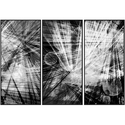 Abstract Lines Inverse Triptych 3 Piece Framed Graphic Art Set - Image 0