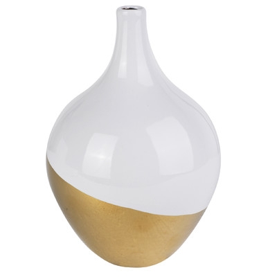 Bud White/Gold Ceramic Vase (Set of 2) - Image 0