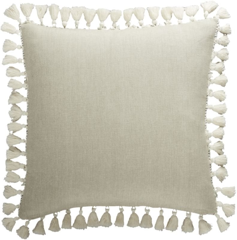 "18"" Liana White Tassel Pillow with Feather-Down Insert" - Image 4