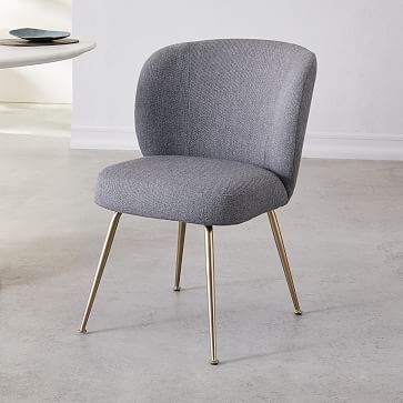 Greer Dining Chair, Twill, Charcoal, Light Bronze - Image 3