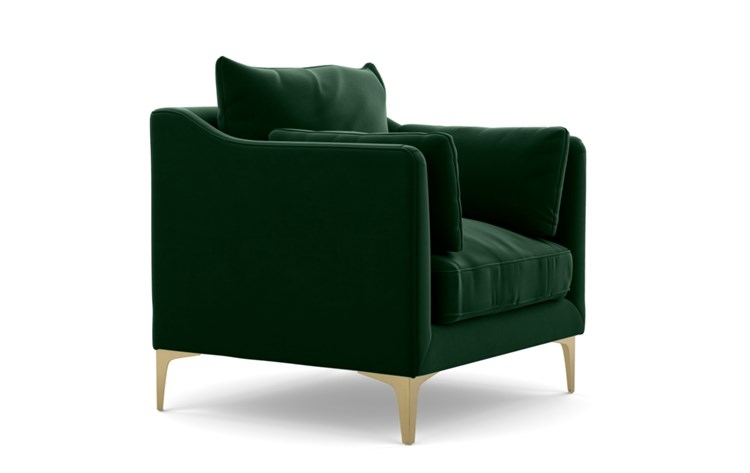 Caitlin by The Everygirl Petite Chair with Emerald Fabric and Brass Plated legs - Image 1