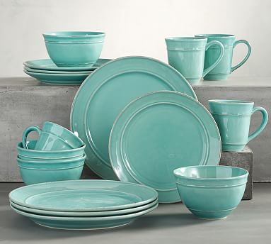 Cambria Dinnerware, 16-Piece Cereal Bowl Set, Turquoise - Image 0