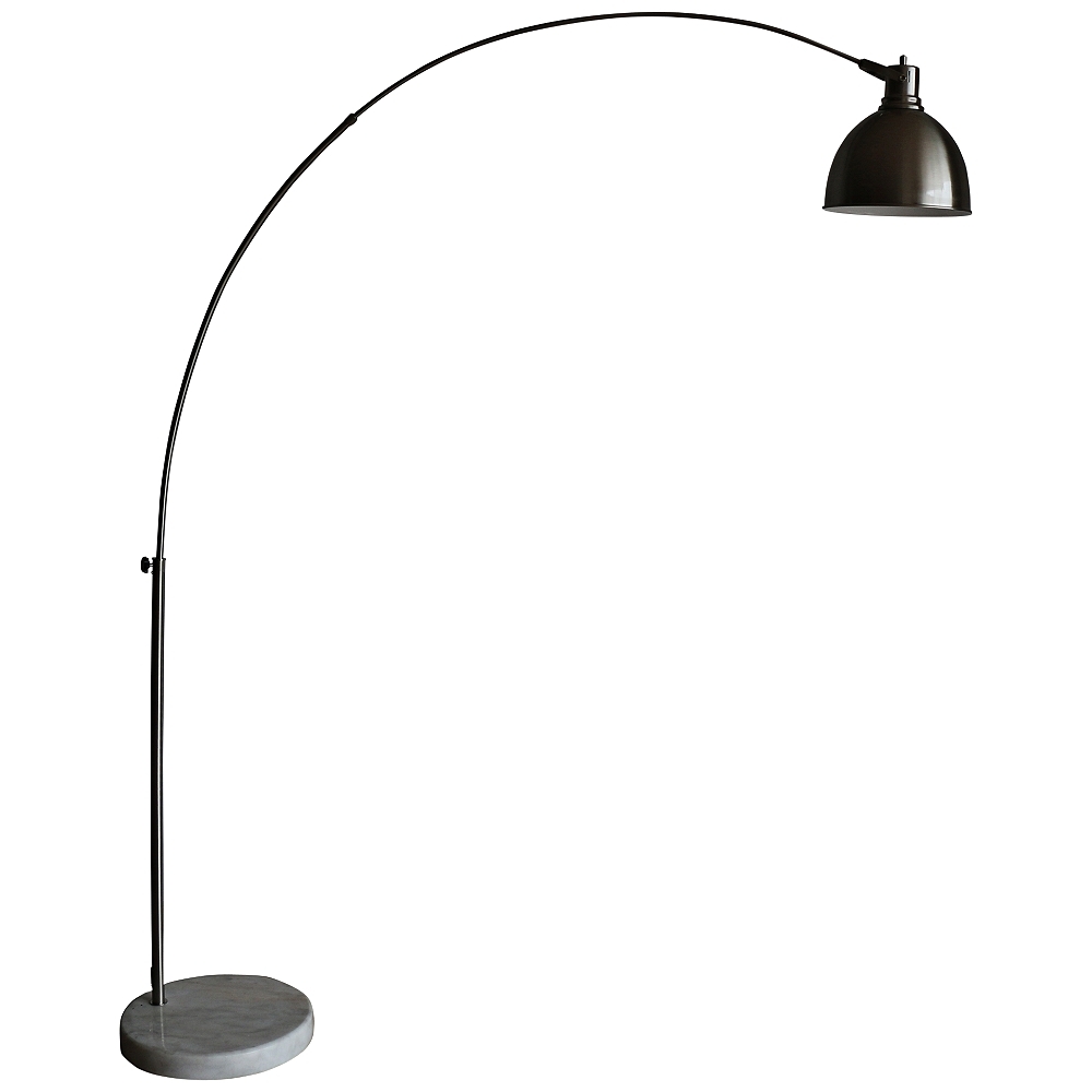 Aria Brushed Steel Arch Floor Lamp with Swivel Studio Head - Style # 55T65 - Image 0