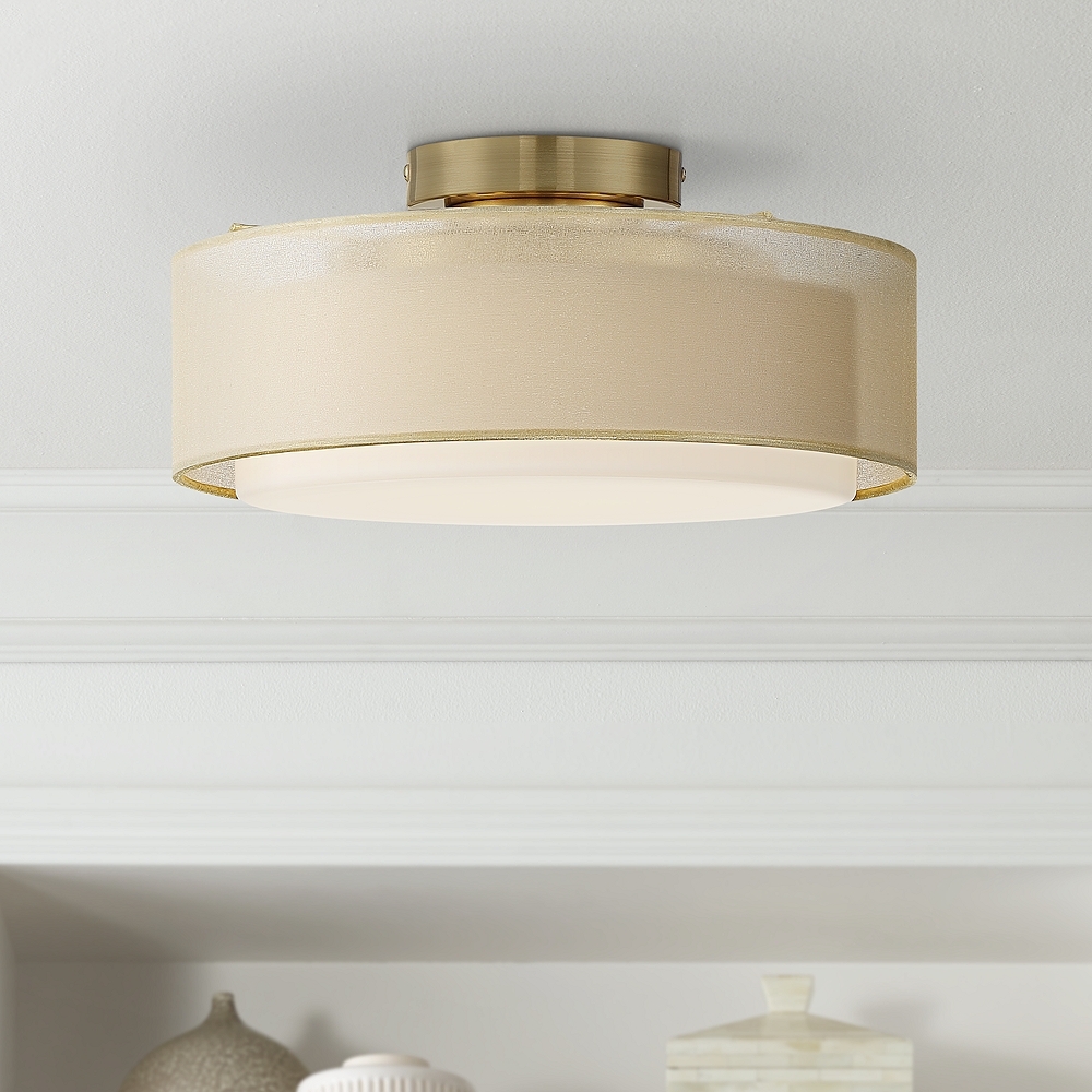 Gold Dual Shade 12 1/2" Wide Drum Ceiling Light - Style # 71N76 - Image 0