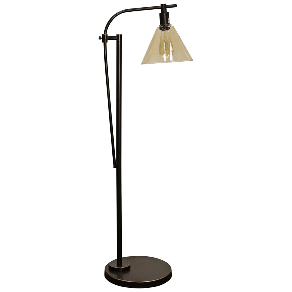 Madison Bronze Downbridge Floor Lamp with Amber Glass Shade - Style # 66C40 - Image 0