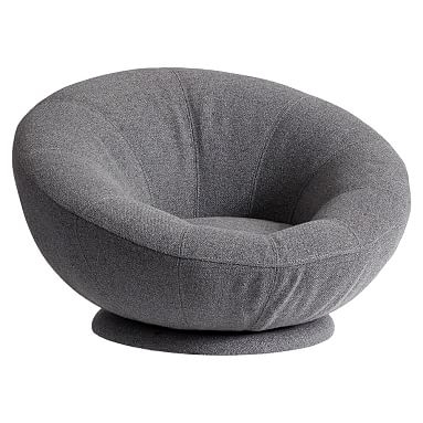Tweed Groovy Swivel Chair, Charcoal - Image 0