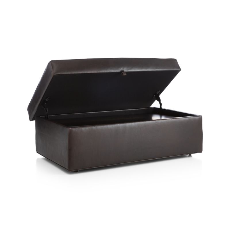 Axis Leather Storage Ottoman with Tray - Image 4