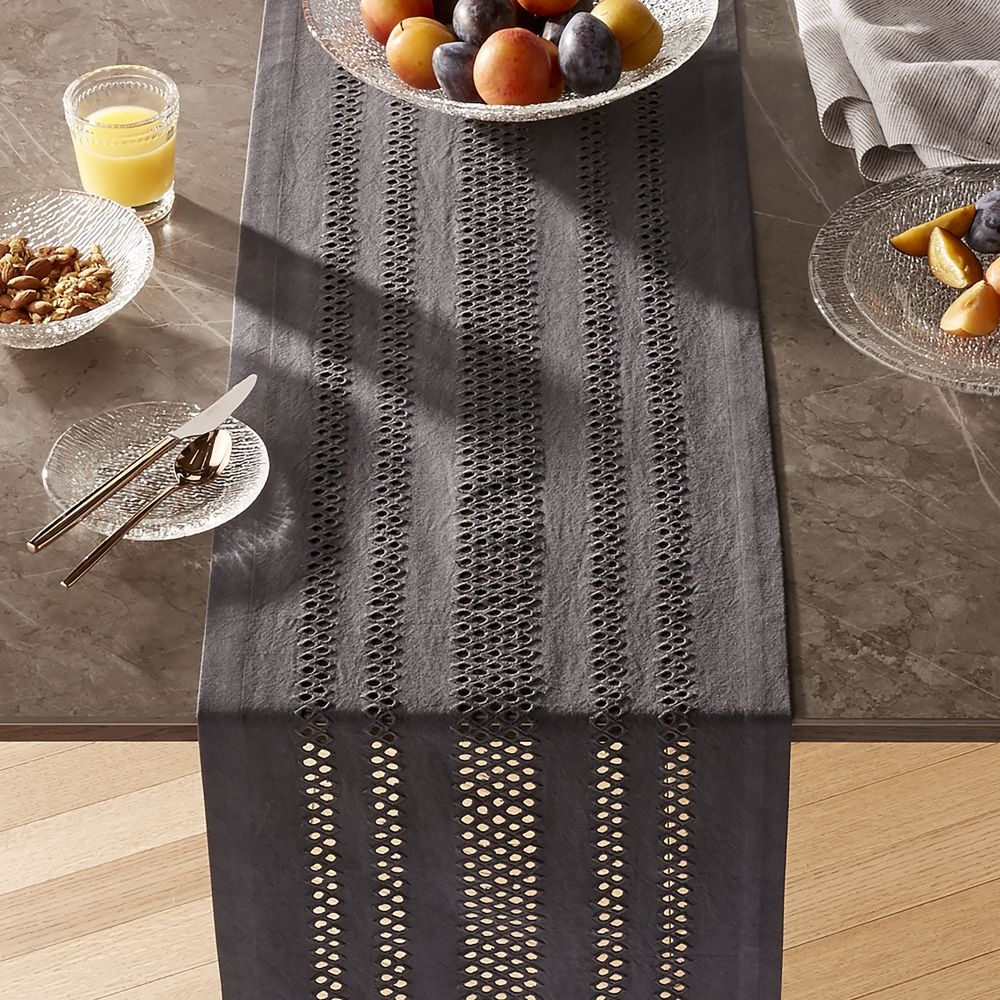 Jemme 120" Charcoal Grey Table Runner - Image 0