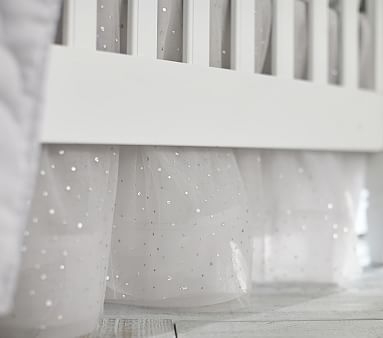 Shimmer Tulle Crib Skirt, Cribskirt, Silver - Image 3