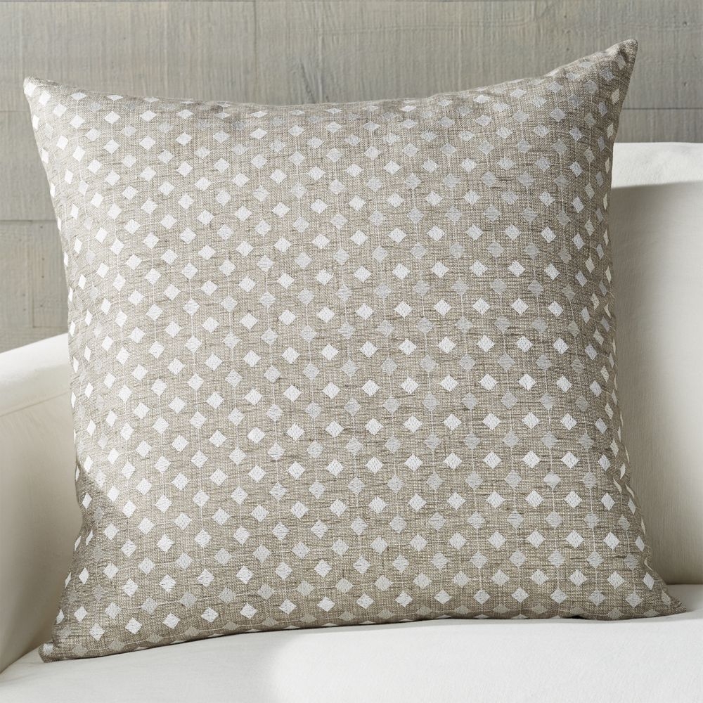 Sander Grey Embroidered Pillow with Down-Alternative Insert 23" - Image 0