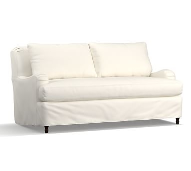 Carlisle Slipcovered Loveseat 71" with Bench Cushion, Polyester Wrapped Cushions, Performance Twill Warm White - Image 0