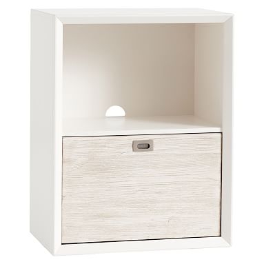 Callum Shelf with 1-Drawer Storage Cabinet, Weathered White/Simply White - Image 0