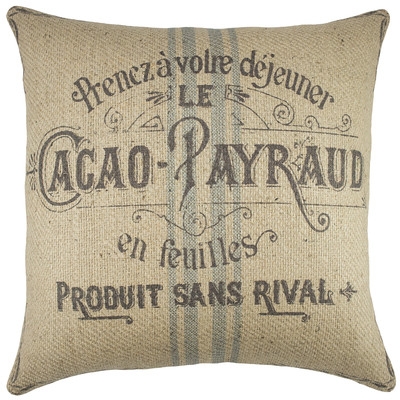 Kenora Cacao Payraud Burlap Throw Pillow - Image 0