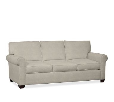 Buchanan Roll Arm Upholstered Grand Sofa 93.5", Polyester Wrapped Cushions, Performance Heathered Tweed Pebble - Image 1