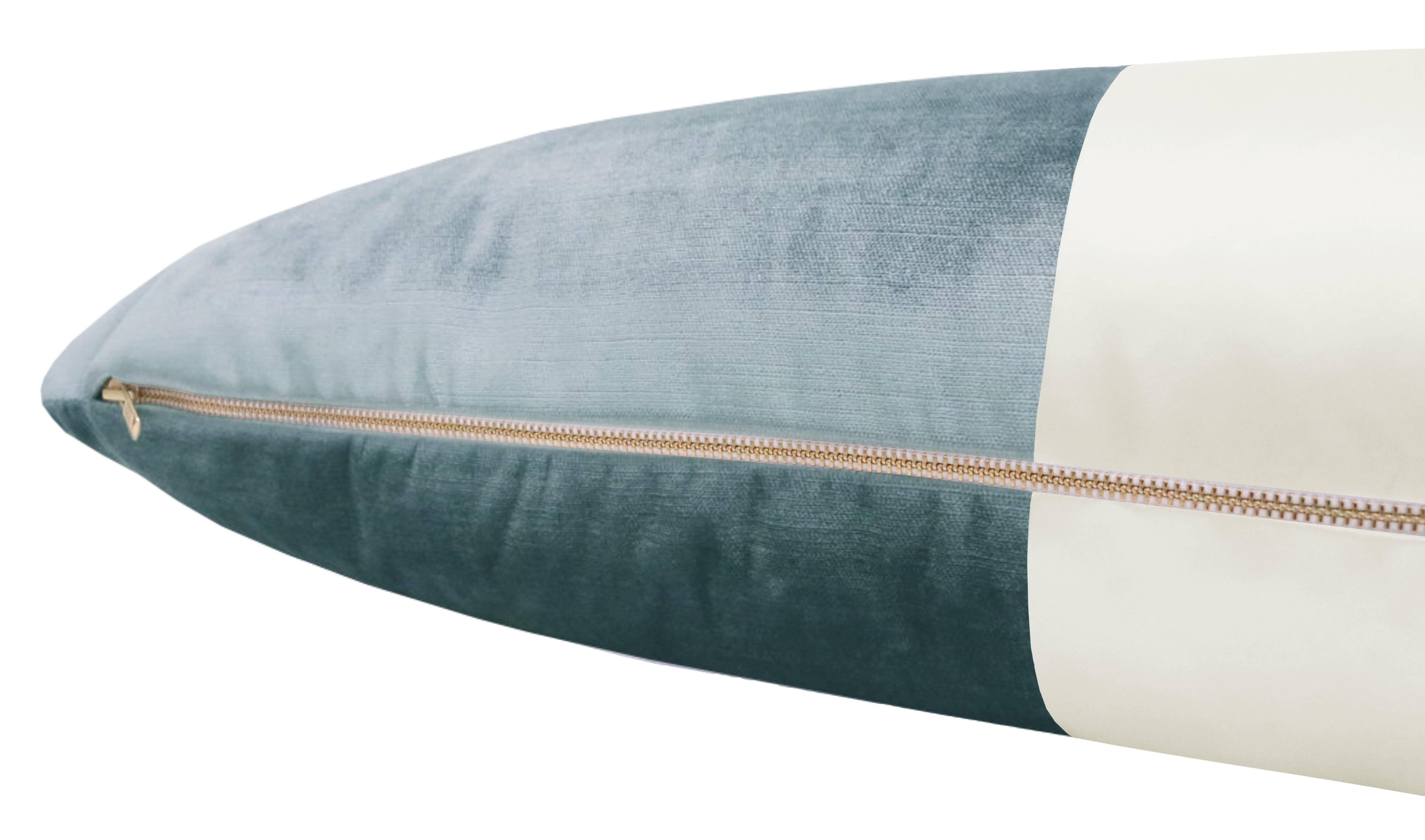 THE XL LUMBAR :: COLORBLOCK FAUX SILK VELVET // CERULEAN BLUE - 14" X 48" - Image 2