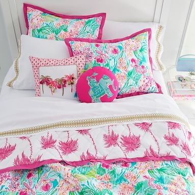 Lilly Pulitzer Palm Pillow Cover, 18" x18", Hotty Pink - Image 2